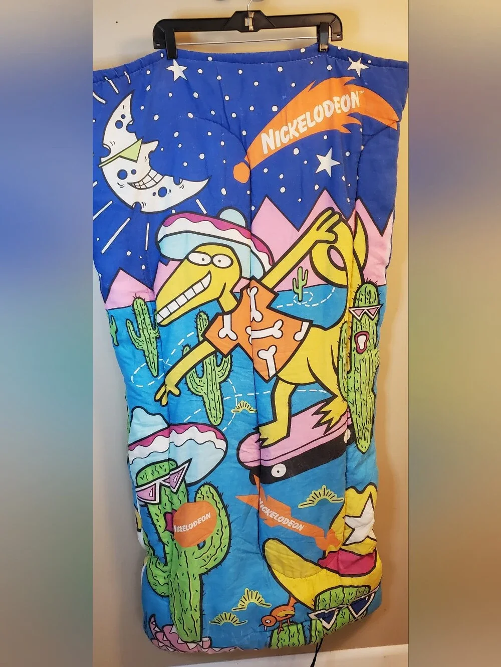 Vintage 1990 Nickelodeon Coleman Kids Sleeping Bag 90s Nick Cartoon Zip